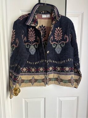SouthWestern Navy Patterned Wool Blend Jacket